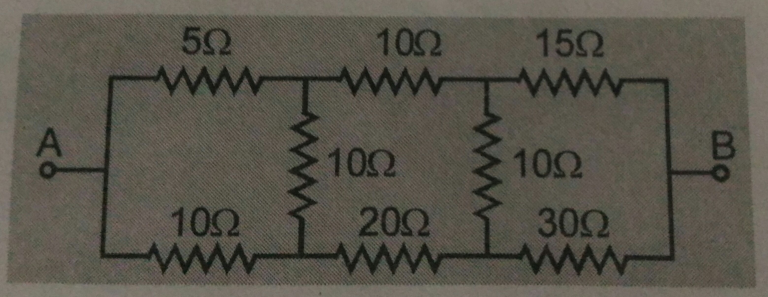 Question image for In the arrangement of resistances shown below, th